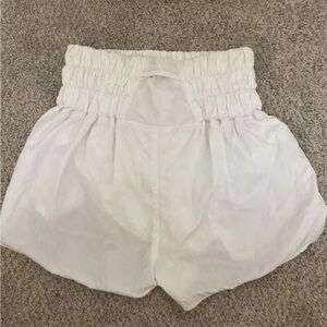 White Athletic Shorts with Elastic Waistband